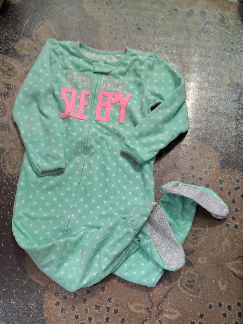 Carter's Mint Green Polka Dot Sleepy Footed One-Piece ,$25. Nwot